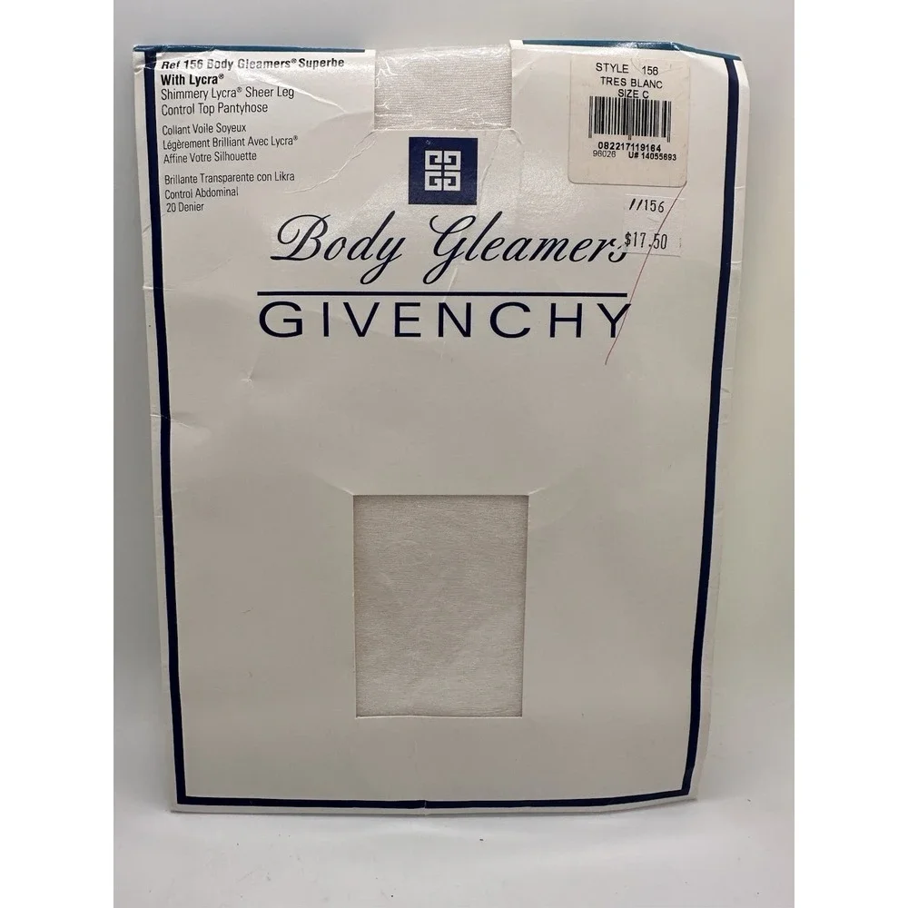 Vintage Givenchy‎ Body Gleamers Control Top Pantyhose White Size C 20 Denier NOS